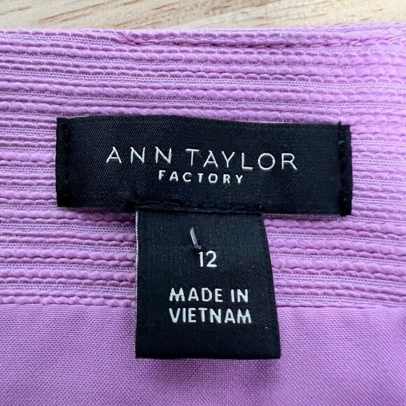 Ann Taylor Factory Women’s Textured A-Line Skirt Peony Sz 12 Pockets Above Knee - Picture 8 of 9